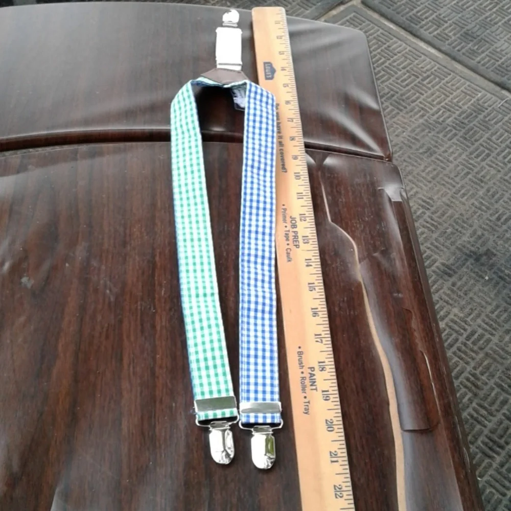 Toddlers fun suspenders blue white and green 22 in Long